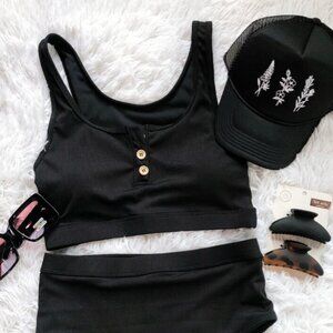 XS Mack & Mal NWT Black Ribbed Swim Bikini Top